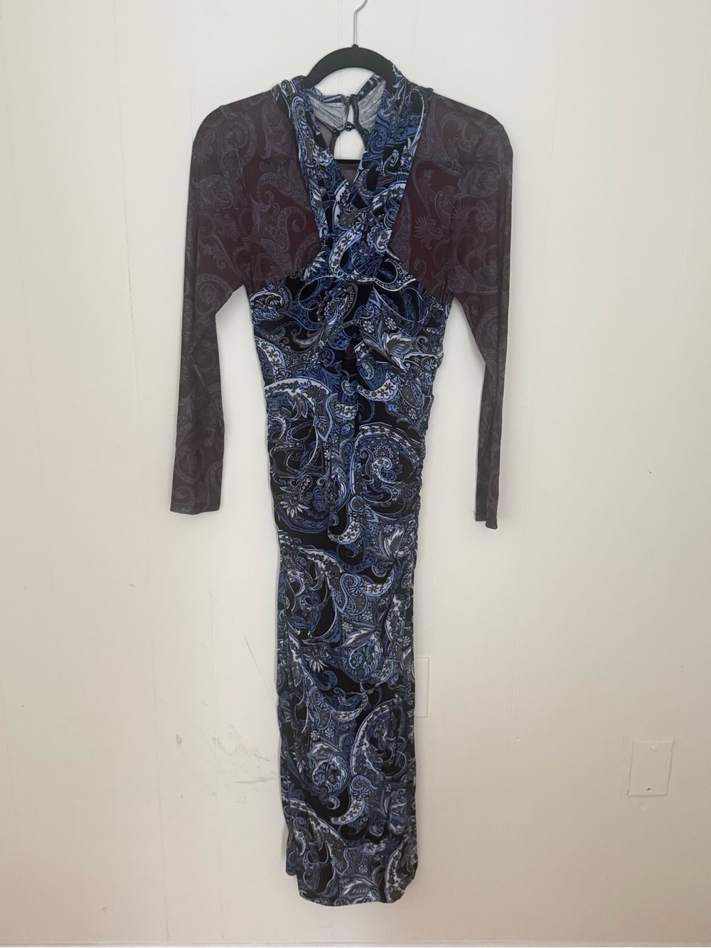 Anthropologie Blue Paisley Halter Midi Dress with Bolero